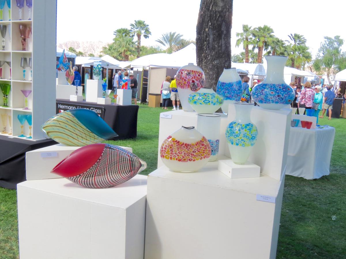 Colorful sculptures on display at the La Quinta Art Festival.