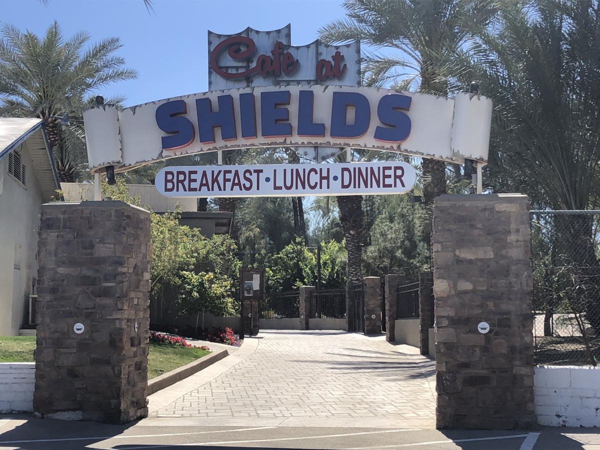 The entrance of the Cafe at Shields Date Garden