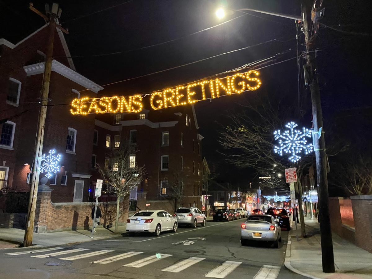 "Seasons Greetings" on Thayer Street