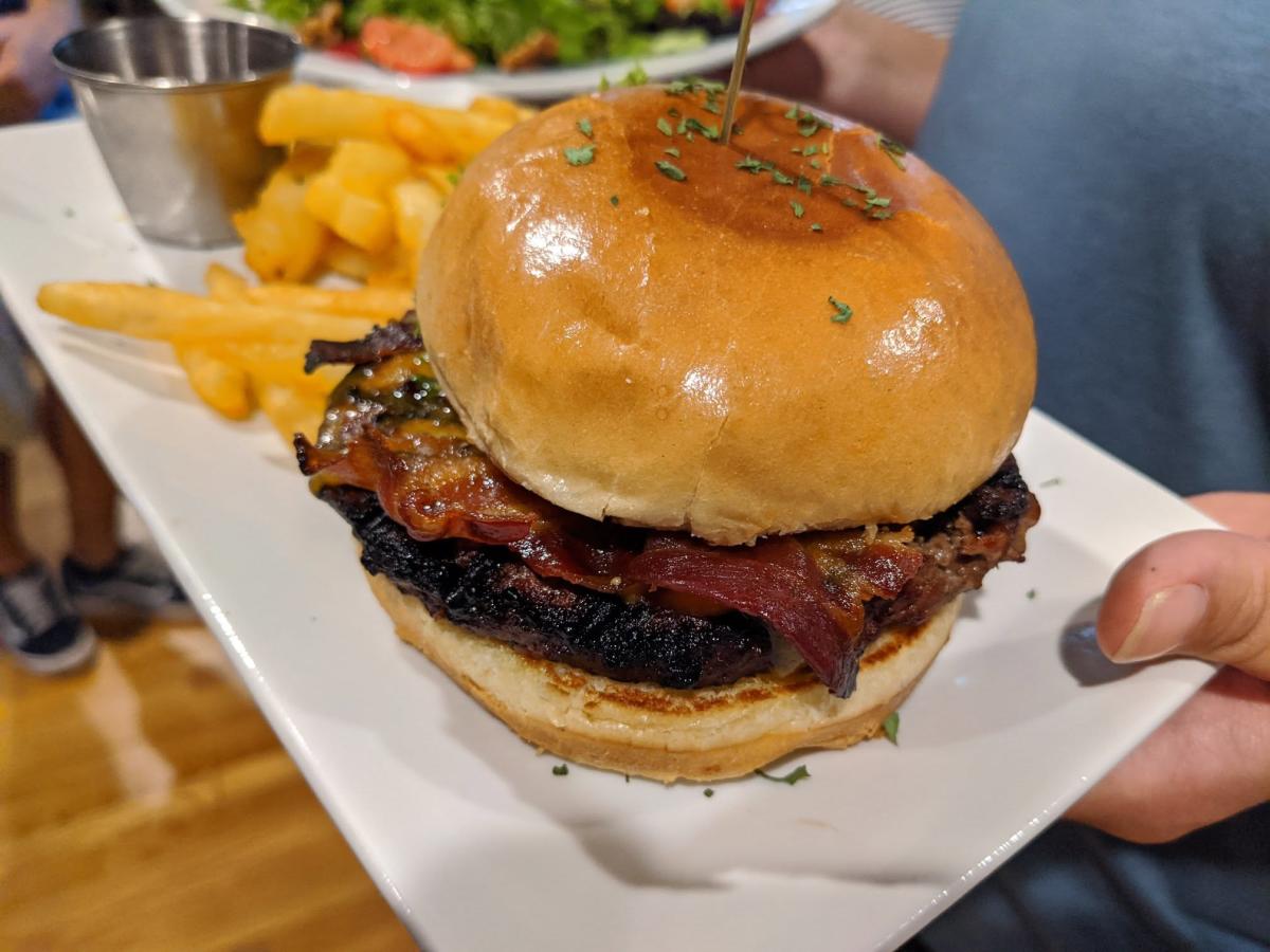 Burger at Waters Edge Dock & Grill