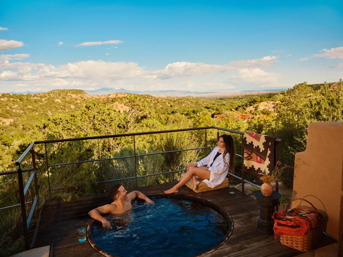 Couple soaking at Bishop's Lodge