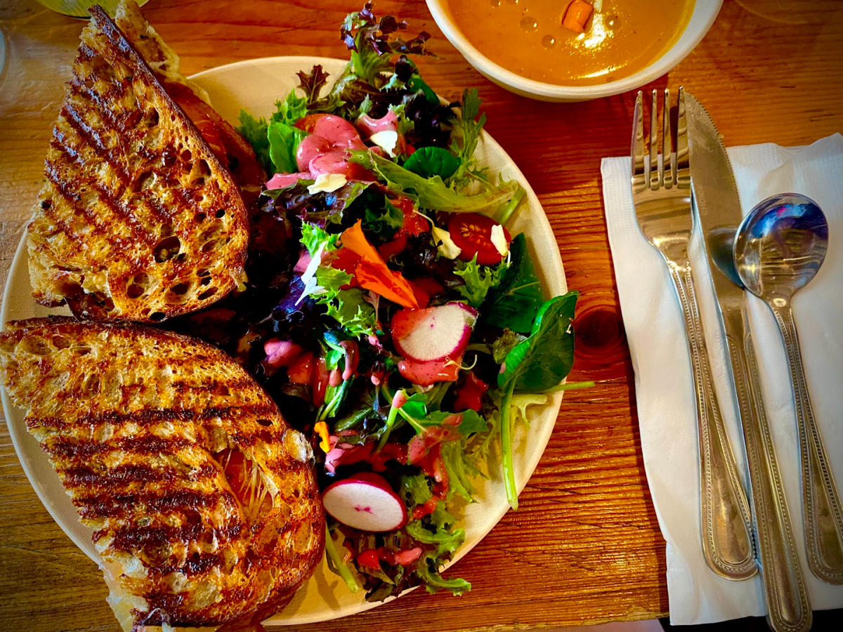 grilled cheese and salad