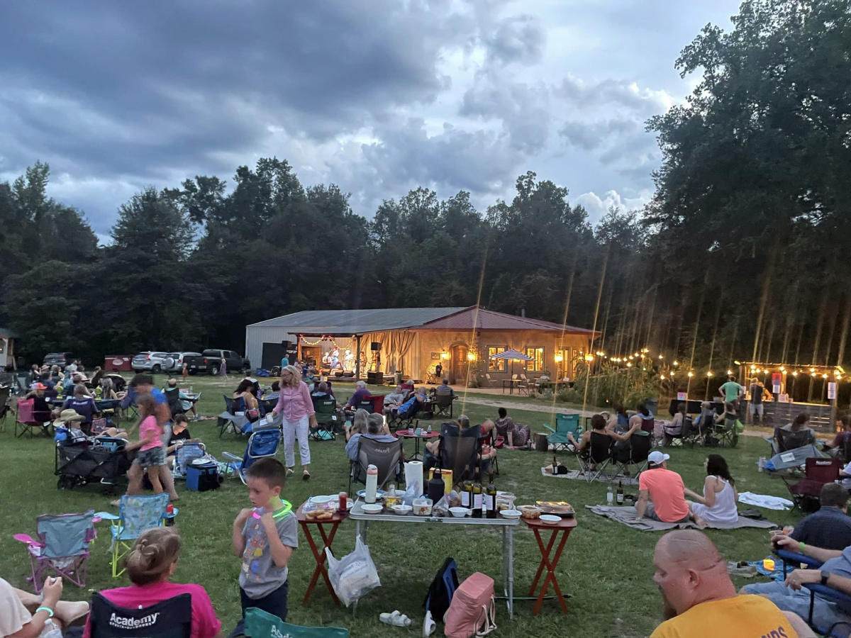 Jazz'n the Vines concert at dusk, Wild Bush Farm & Vineyard