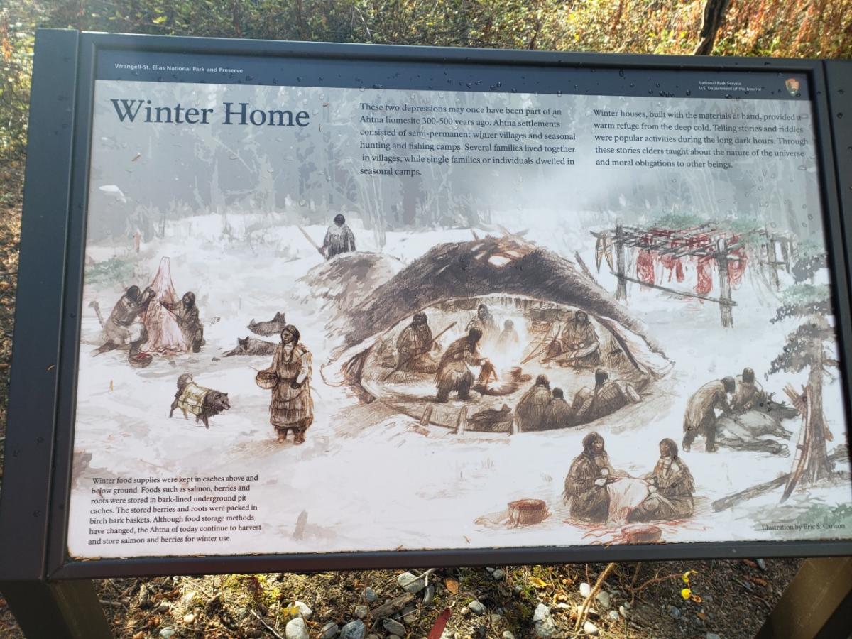 a sign from the National Park Service about Ahtna winter villages