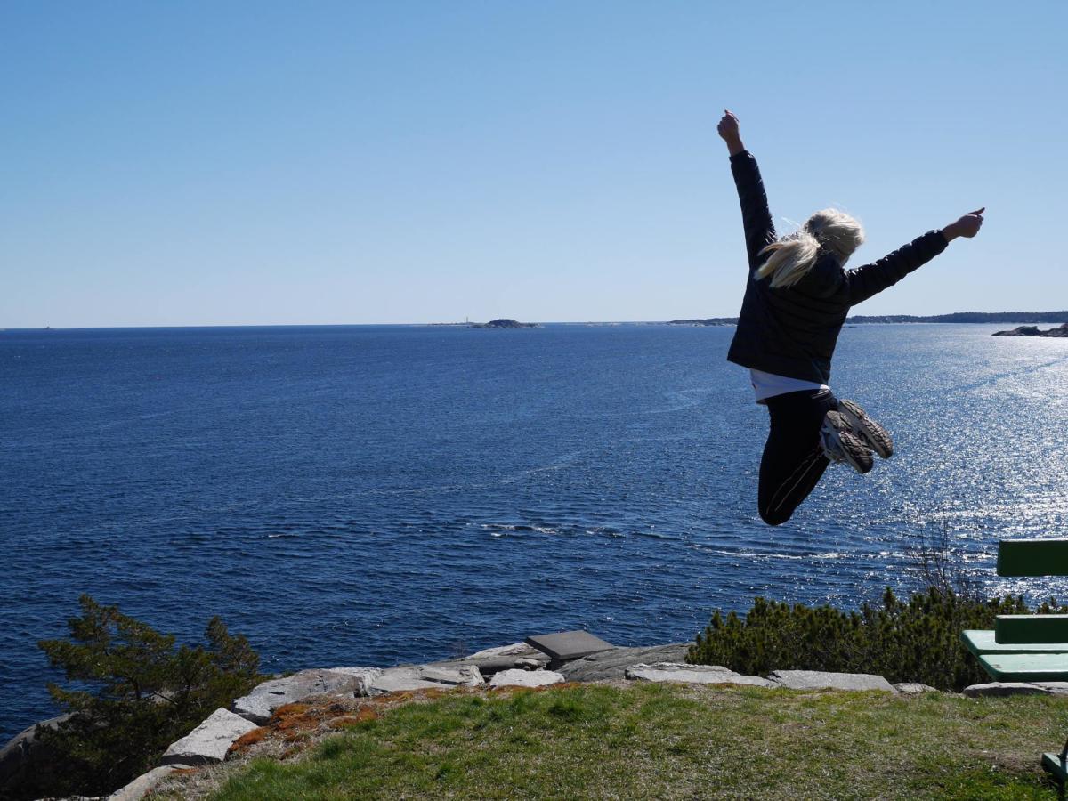 Girl jumping at Odderøya Kristiansand