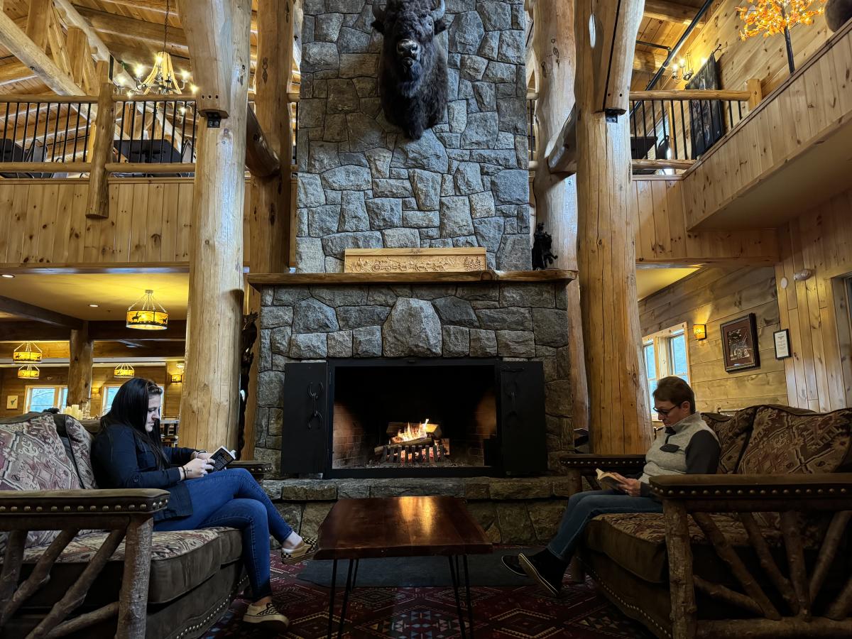 A Fireplace in the Main Lodge at the Ridin' Hy Ranch Resort