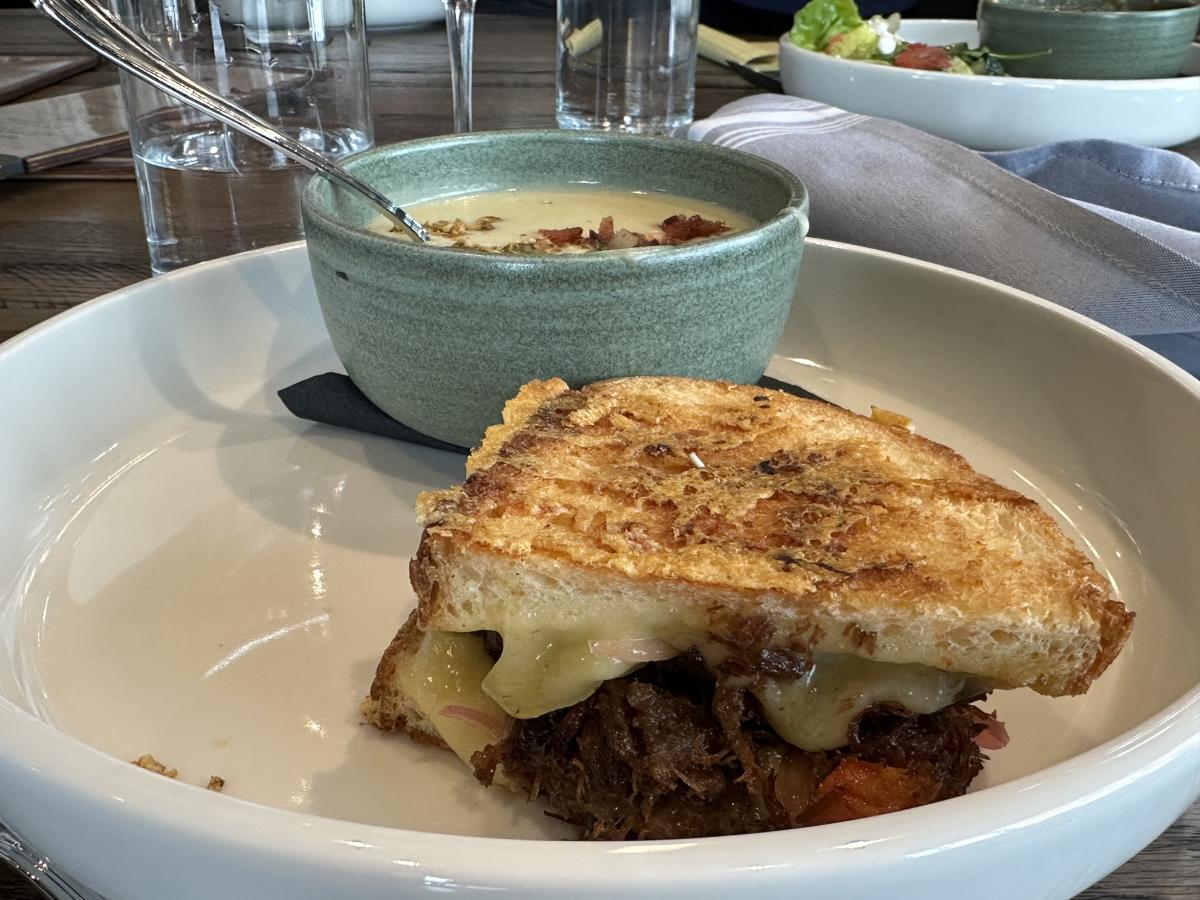 Grilled cheese with a side of Potato soup