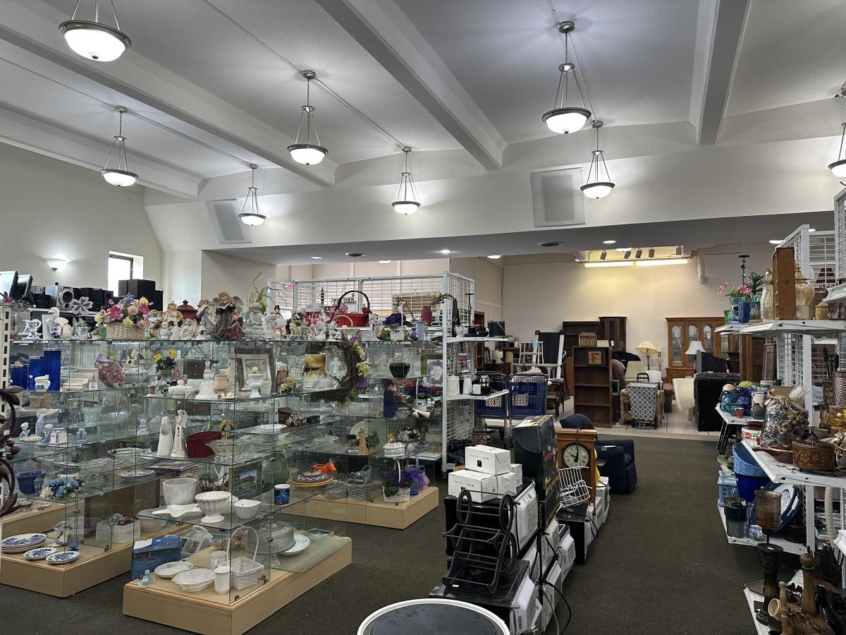 The inside of the wares section at Lost Then Found Thrift Store in Lafayette, Indiana