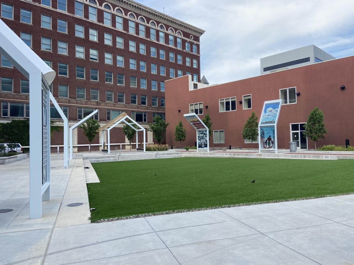 Chester I. Lewis park in downtown Wichita