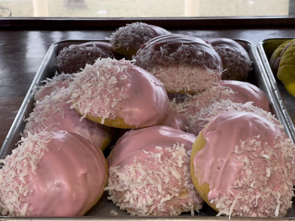 Mexican pastries sit on display for sale at Juarez Bakery