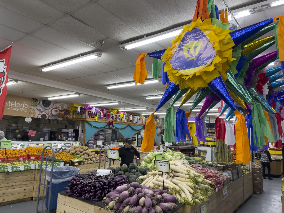 Ethnic grocery items sit on display for sale at El Rio Bravo Supermarket