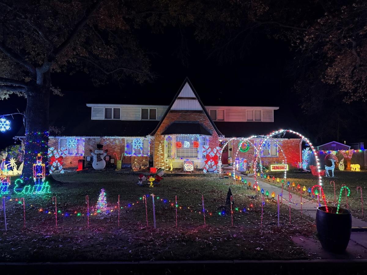 Christmas lights illuminate a home on N. Hampton St. in Wichita, KS during the holidays.