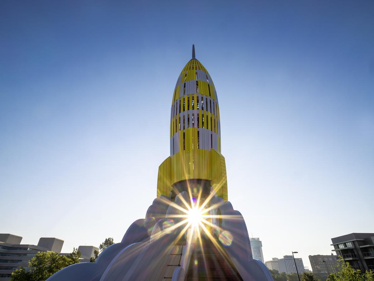 A new rocket ship is installed at the Exploration Place website.