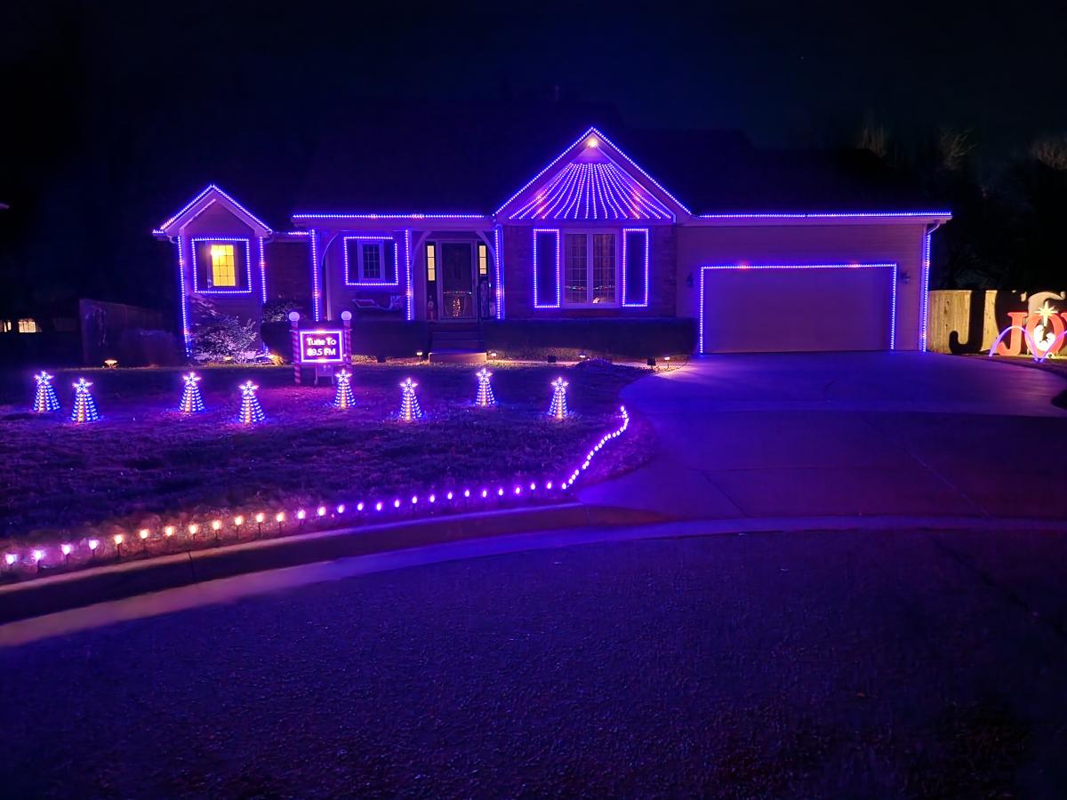 Christmas lights illuminate a home on White Tail Cir. in Wichita,  KS