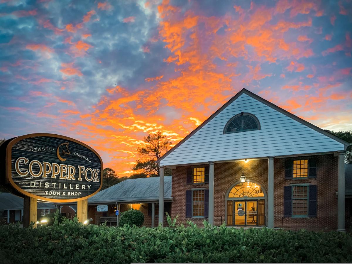 Copper Fox Distillery at sunset