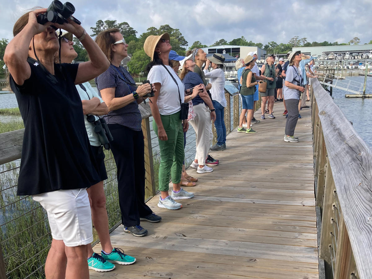 Group of birders at Airlie Gardens in Wilmington
