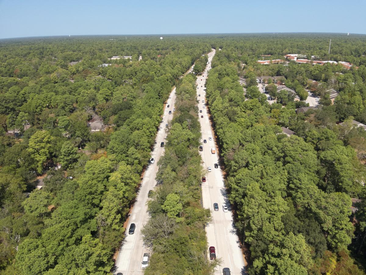 Aerial photo of Woodlands Parkway in The Woodlands, TExas