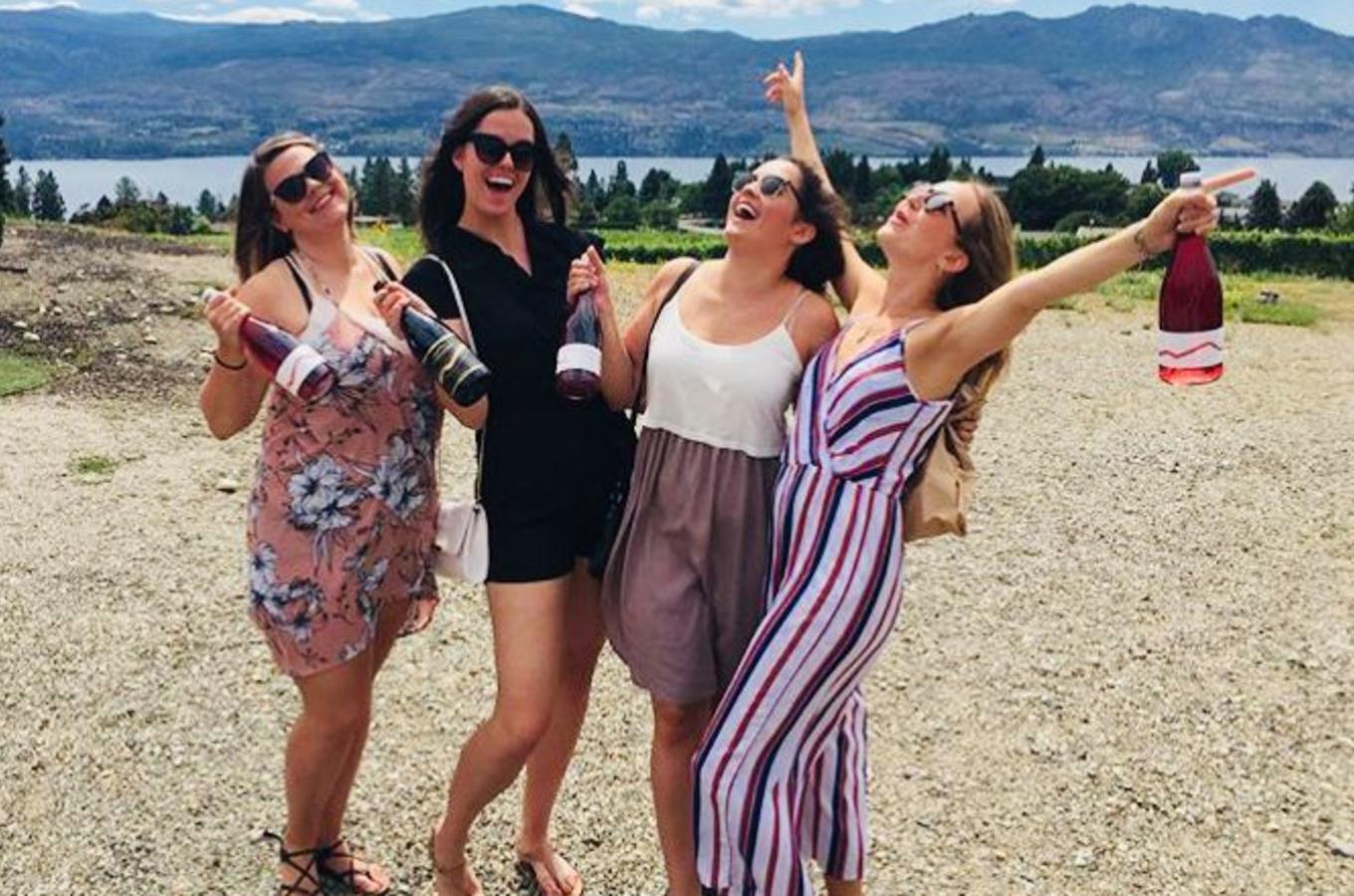 Girls having fun on wine tour - Mt.Boucherie Winery - West Kelowna