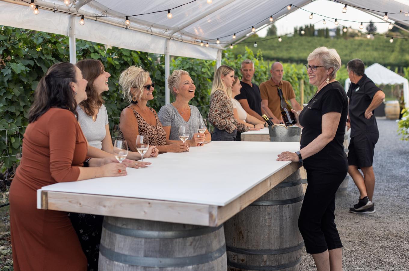 Outdoor tasting experience on a tour at Intrigue Wines in Lake Country