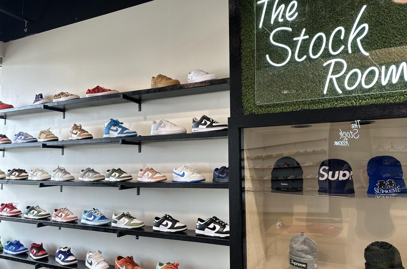 2024 The Stock Room Wall of Shoes on Display