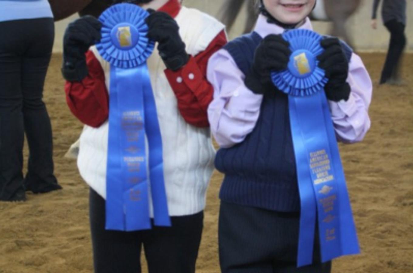 Applewood Farm Two Girls With Blue Ribbons