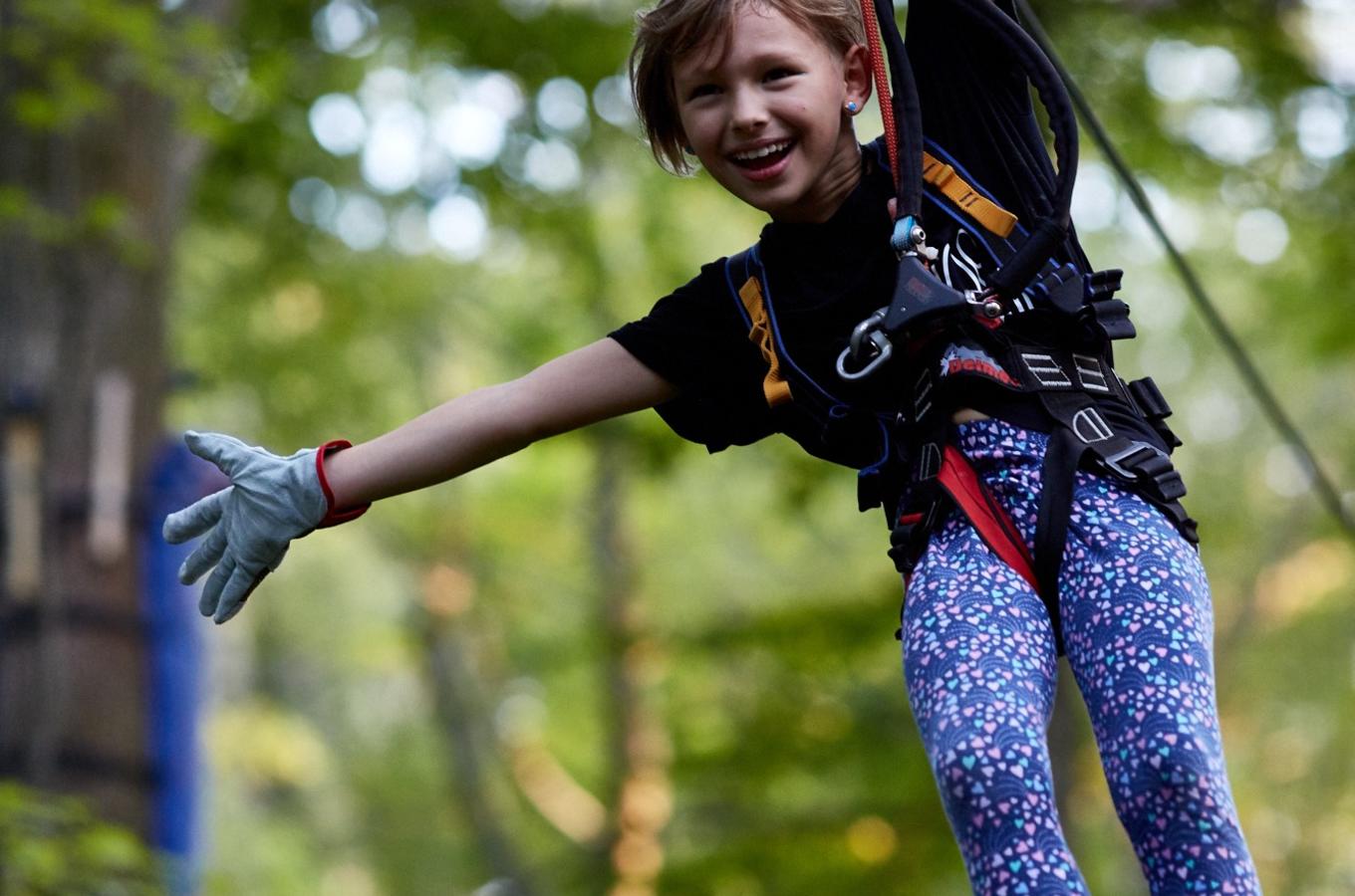 Girl on Boundless Adventures Zipline