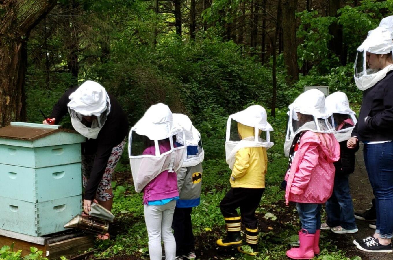 Goddard School Children and a Beehive