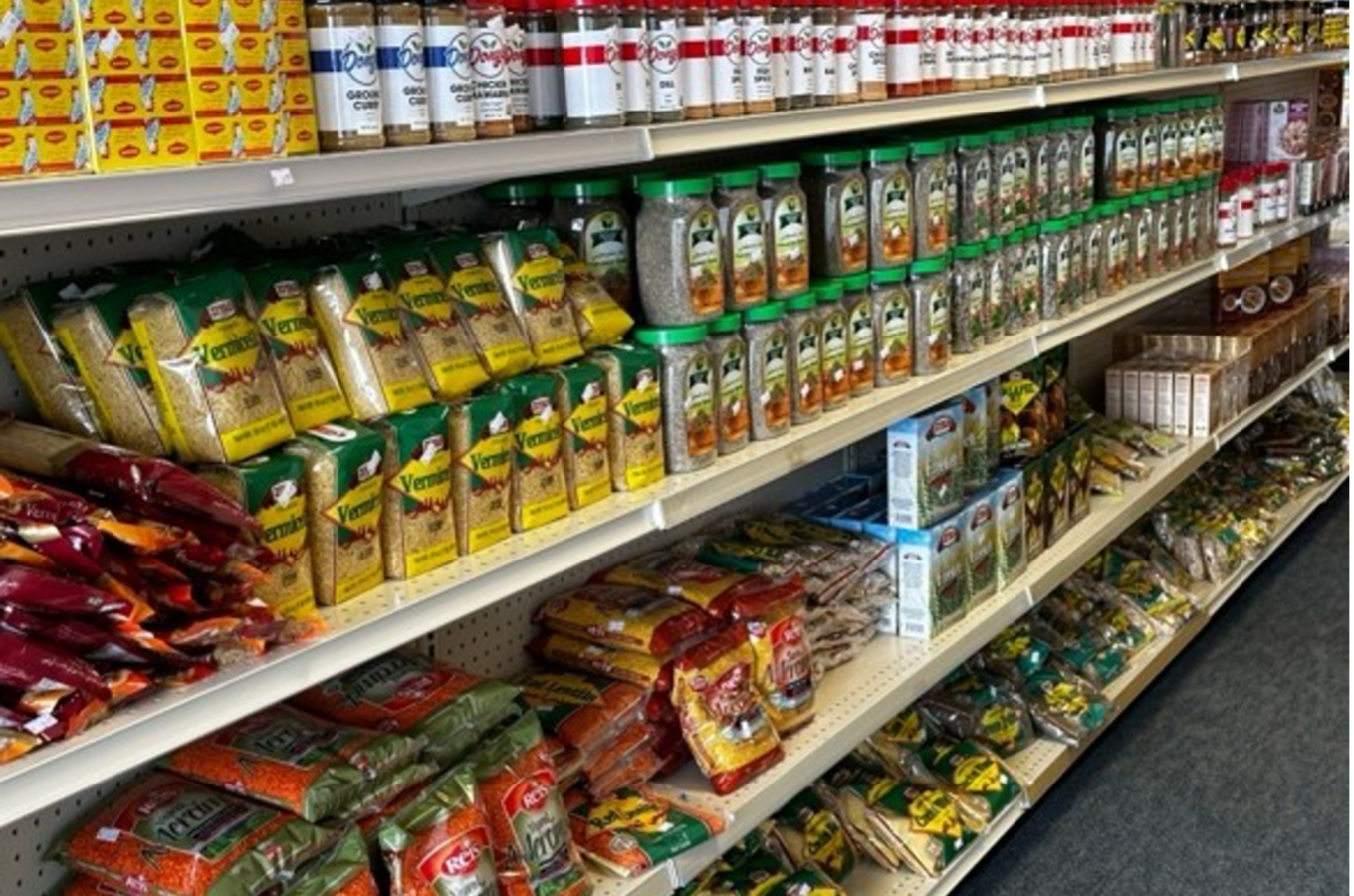 Food on Shelves at AlWaha Groceries