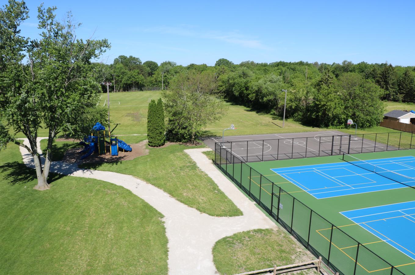 Pleasant Prairie Park playground basketball and tennis courts V Pic