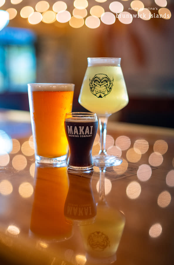 A selection of beers from Makai Brewing in Ocean Isle Beach, NC