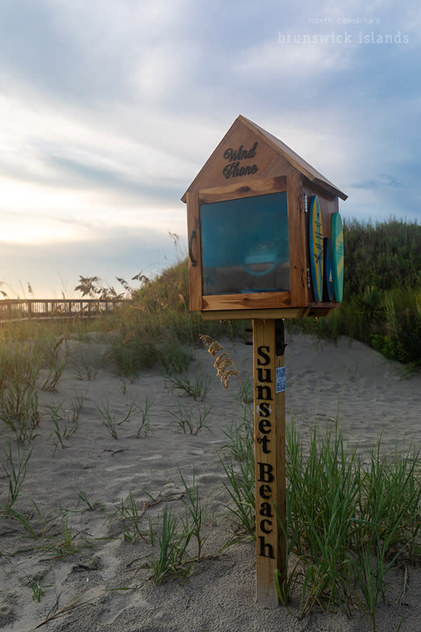 a wind phone on sunset beach, nc