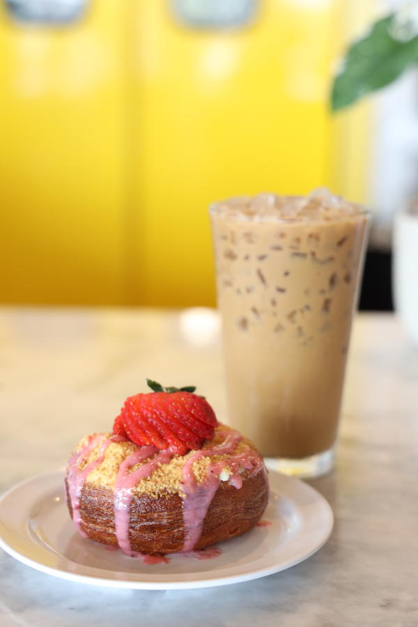 Kronut and iced coffee at Toast