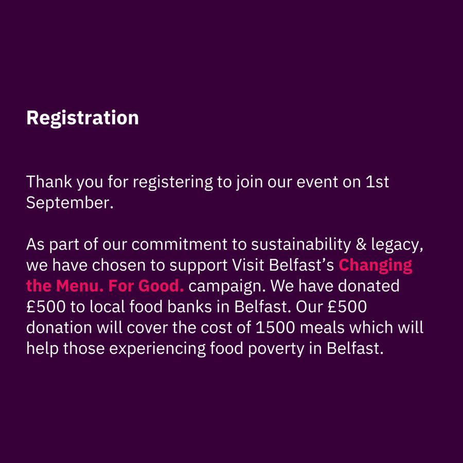 Note to say thank you for registering to our event for Changing the menu for good.