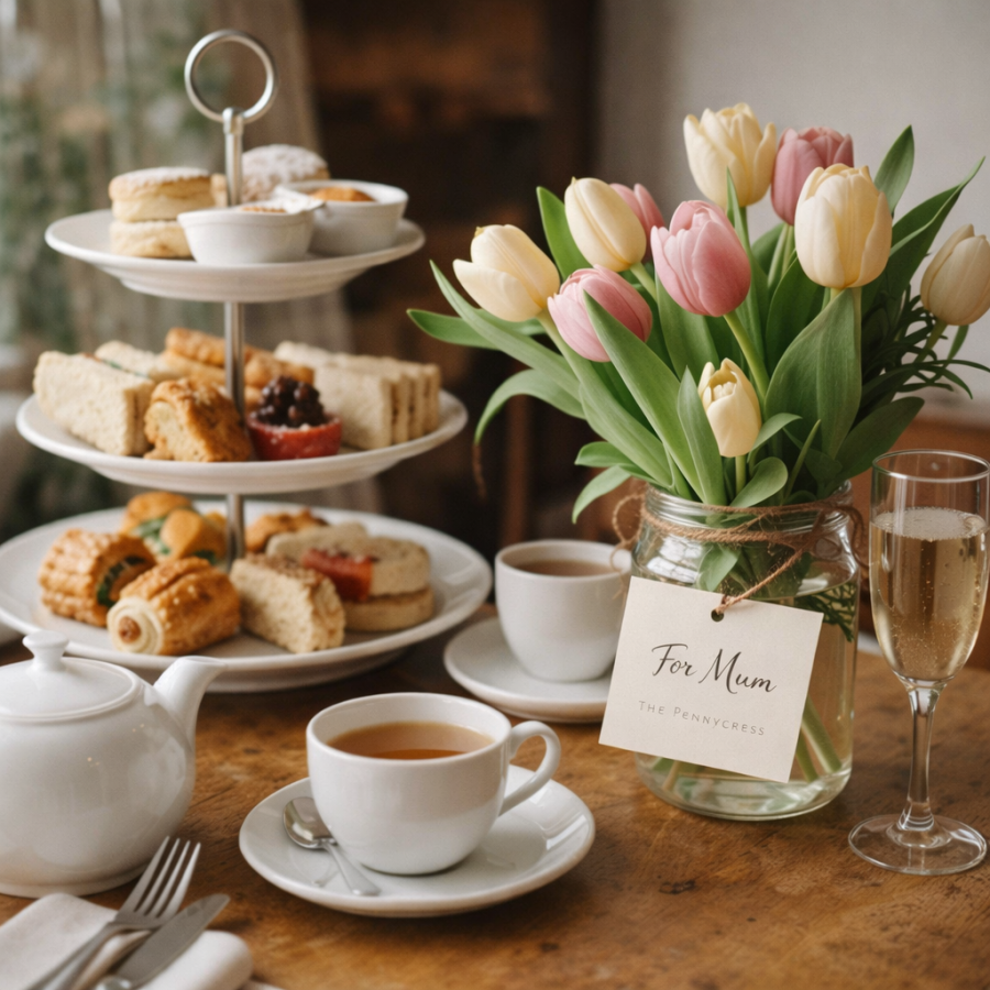 Pennycress Afternoon Tea with tulips