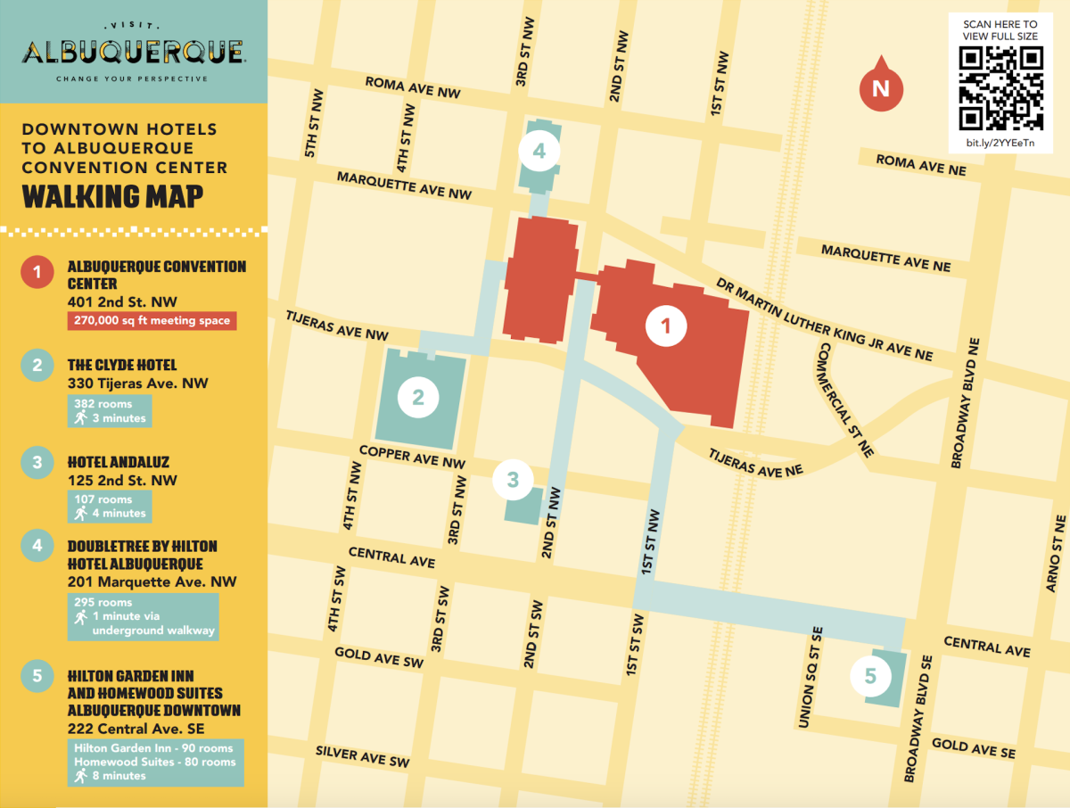 Downtown Hotels to ACC walking map
