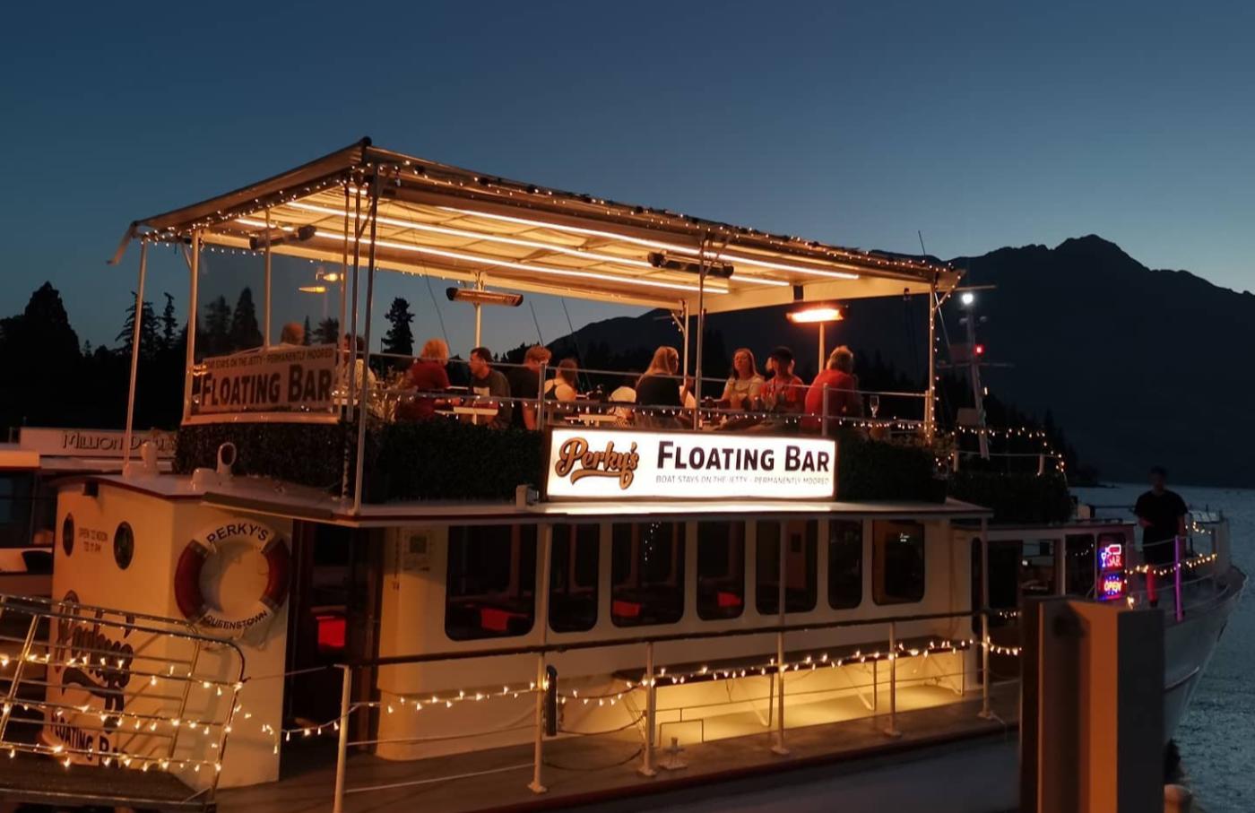 Perky's Floating Bar at night