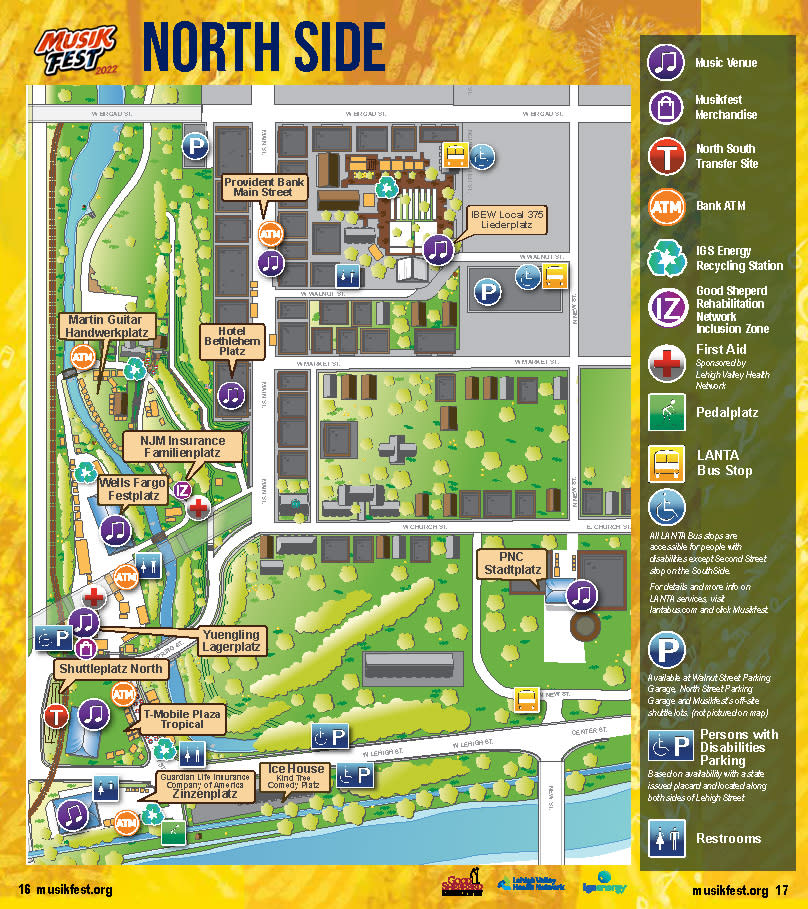 A Map of Musikfest 2022 North Side locations