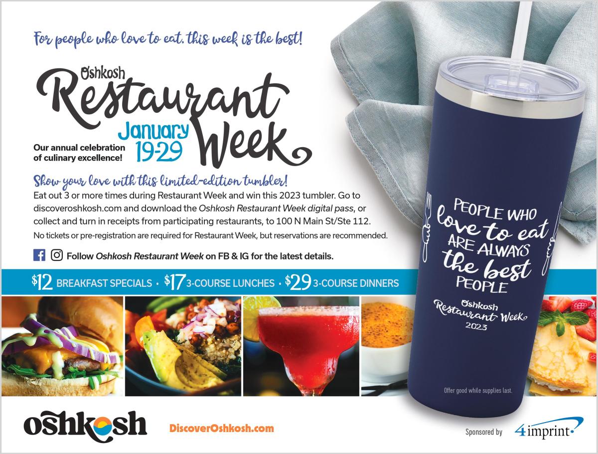 Win a Special Tumbler during Oshkosh Restaurant Week 2023