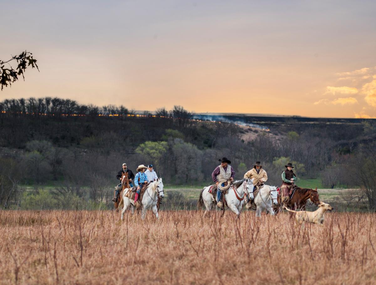 Horseback Riding on the Flint Hills during a Prairie Burn