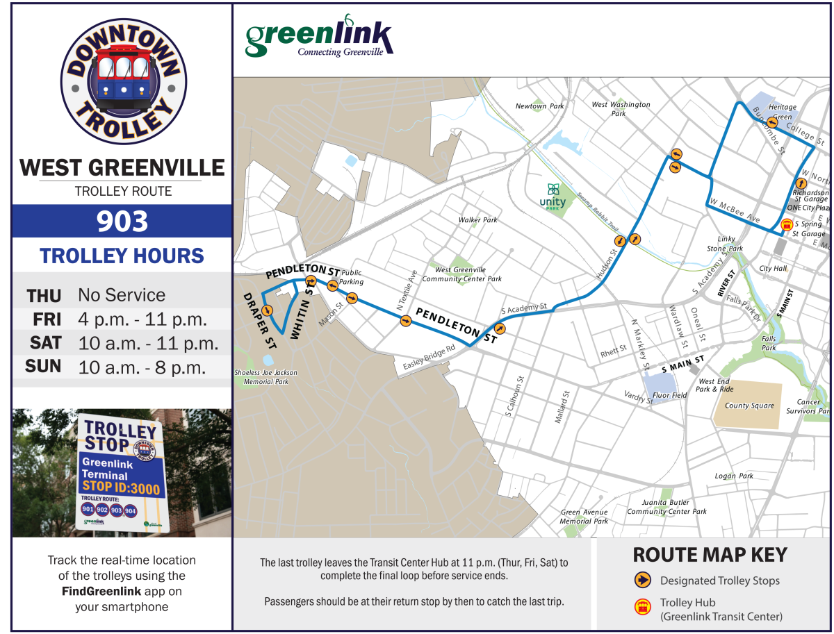 West Greenville Trolley Route Map