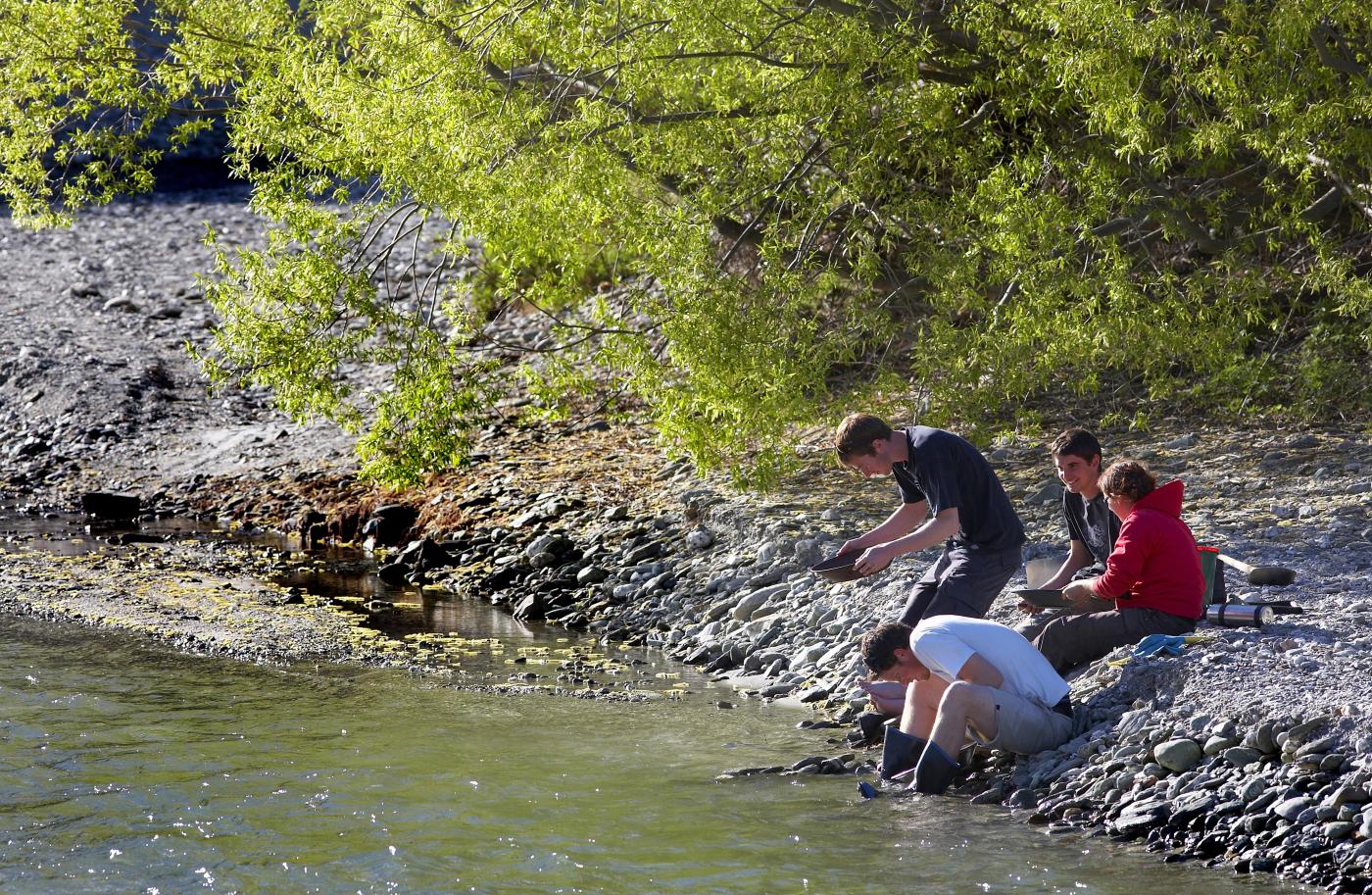 Gold Panning along the Arrow River, Queenstown