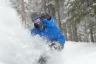 Snowboarding powder day at Snowy Range Ski Area, Centennial, Wyoming