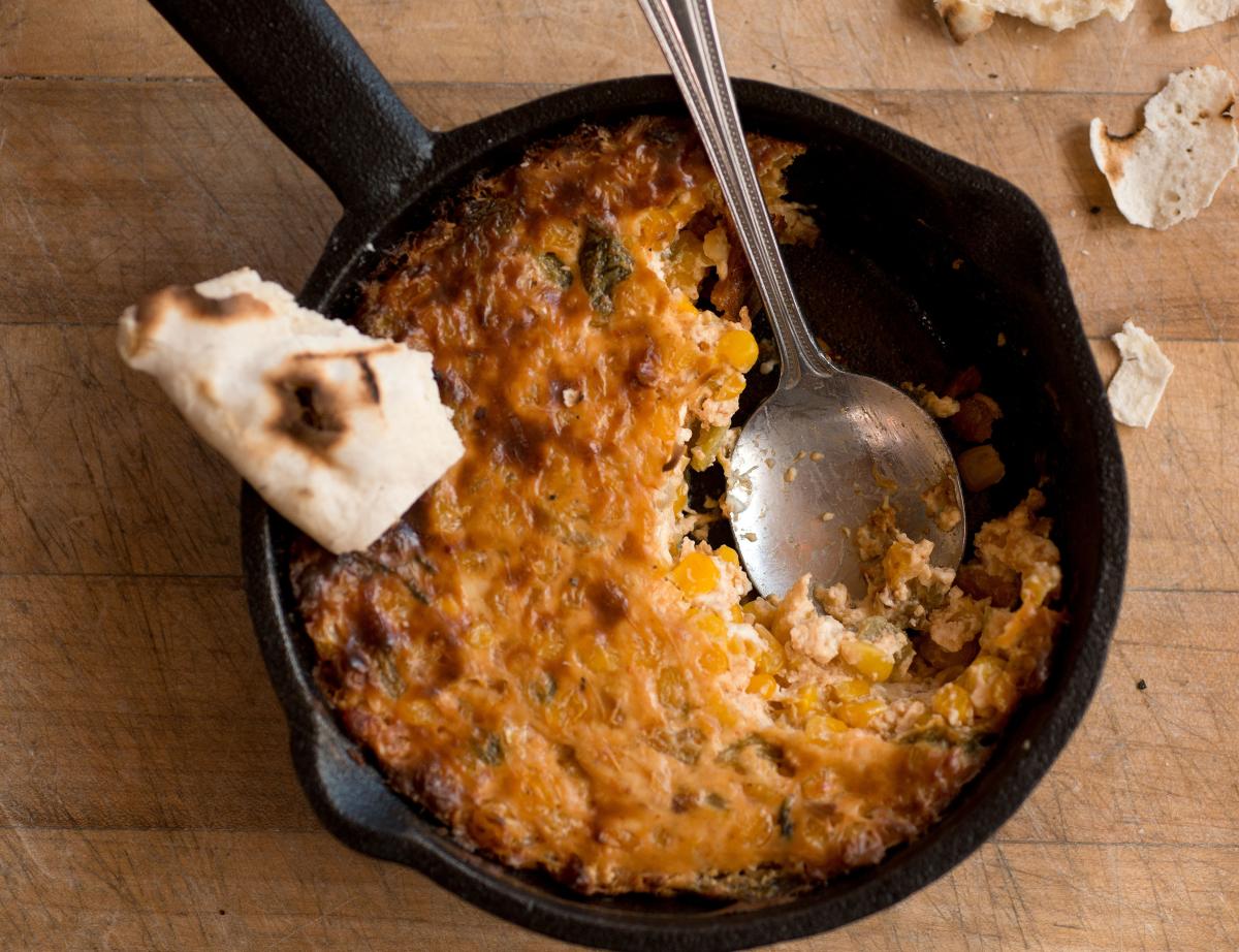 Green Chile Cast-Iron Corn Casserole from Pueblo Harvest Cafe