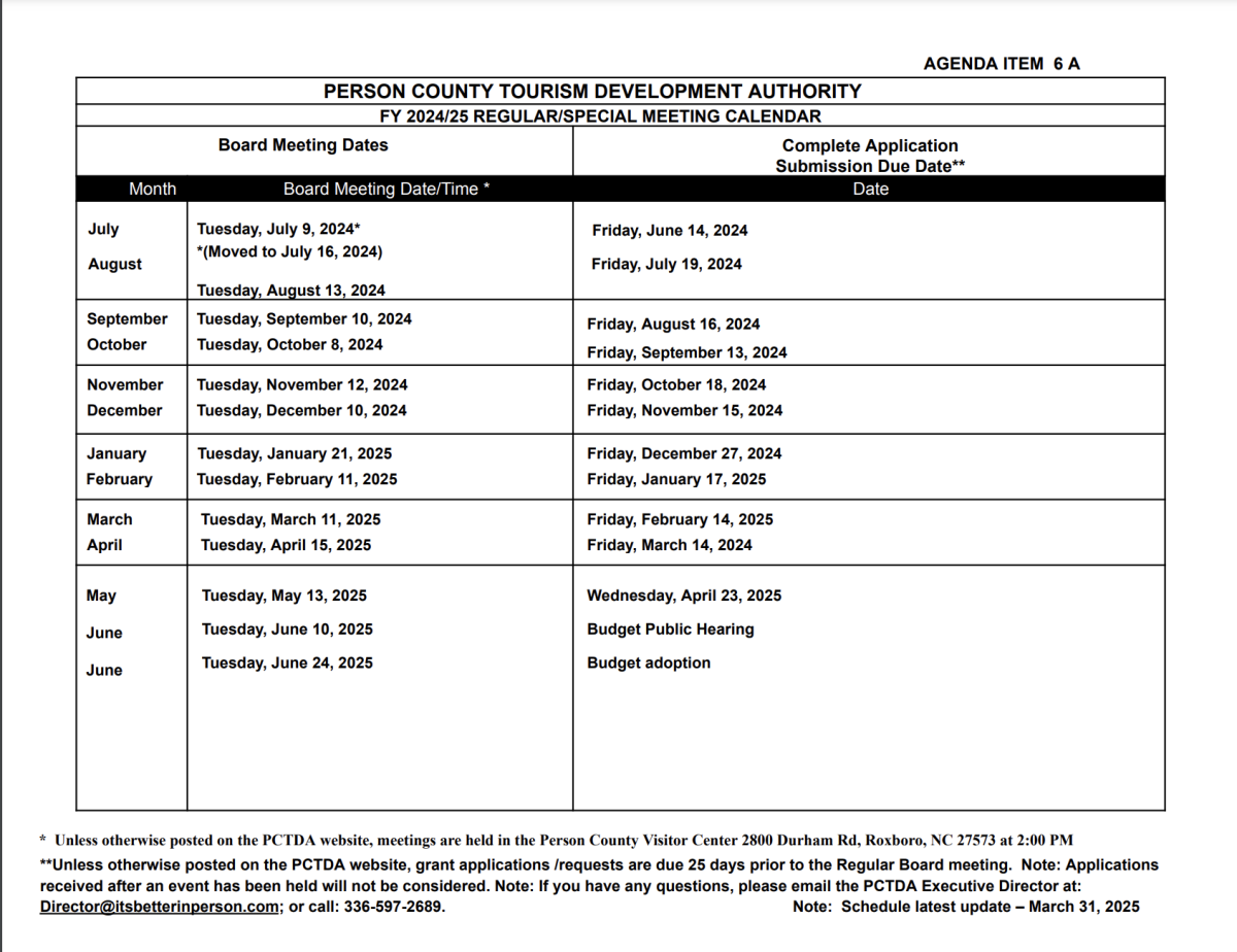 03.31.2025 Updated Meeting Schedule