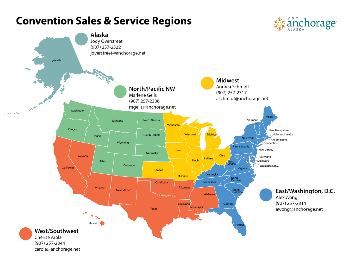 Convention Sales & Service Regions Map 2023