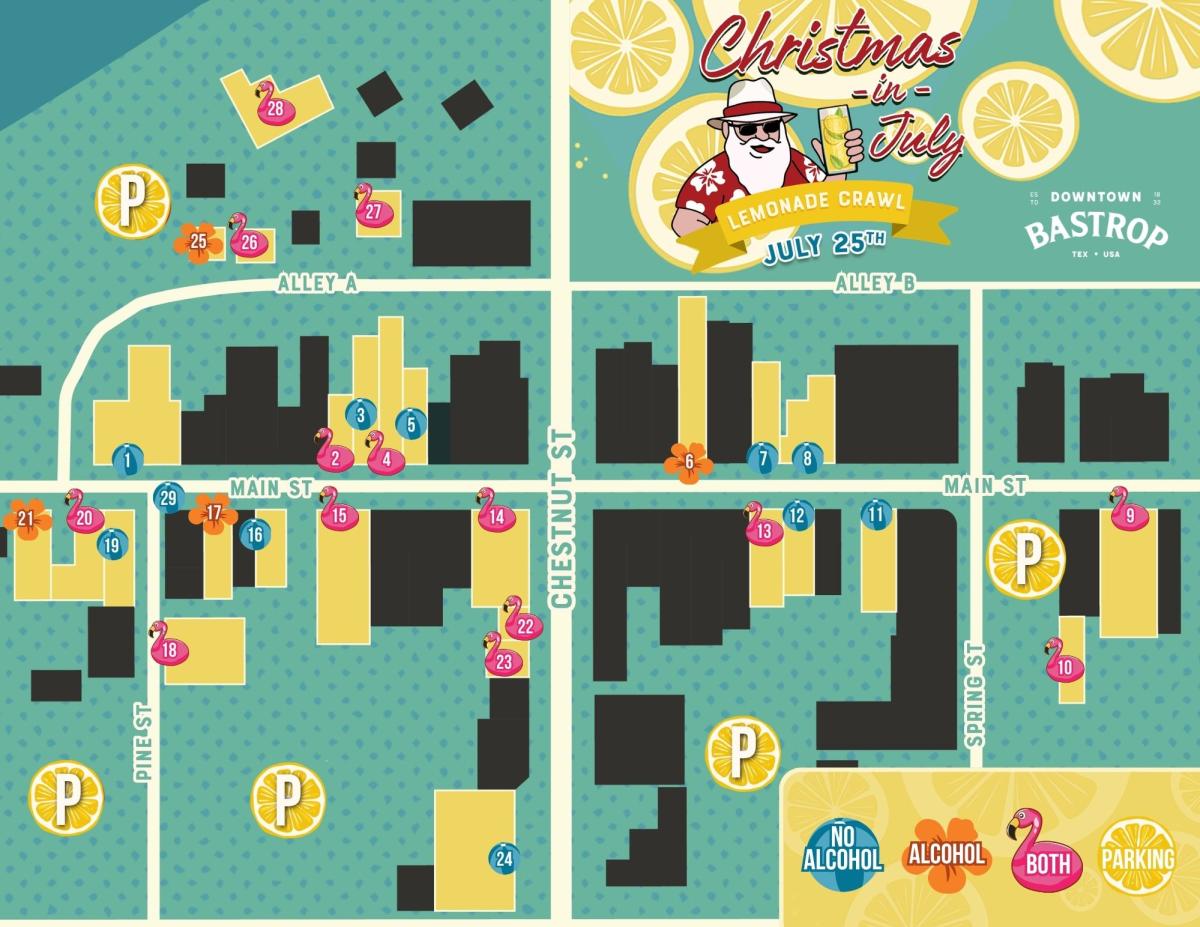 Christmas in July Map 2025 with participating businesses