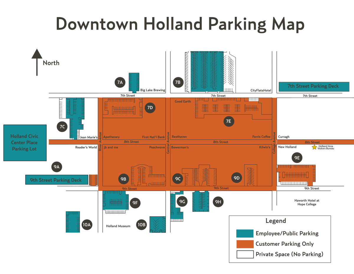 Downtown Holland Parking Map