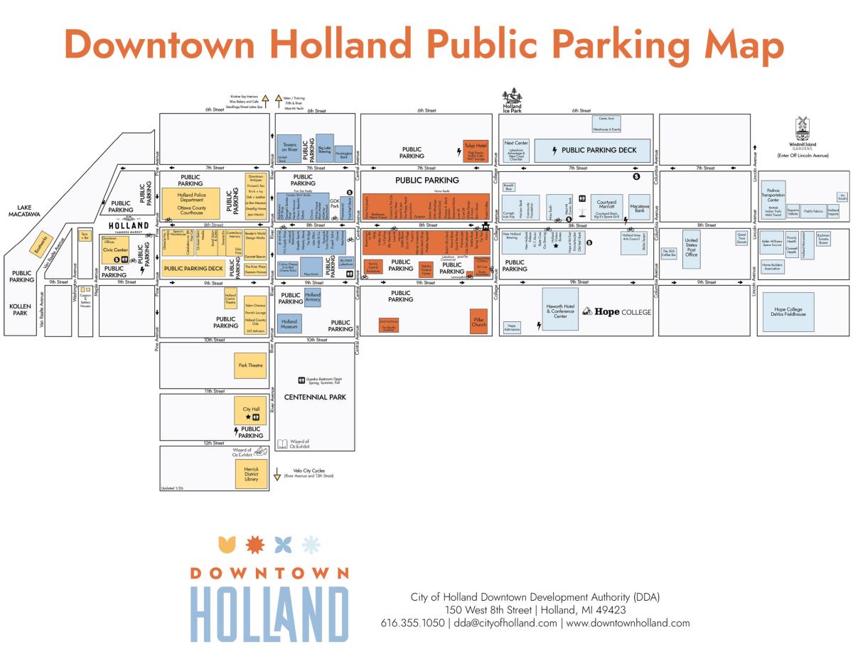 Downton Holland, Michigan Parking Map