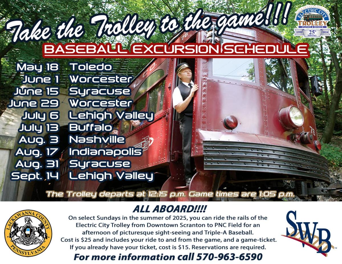 Electric City Trolley Excursions to Baseball Game 2025 Schedule