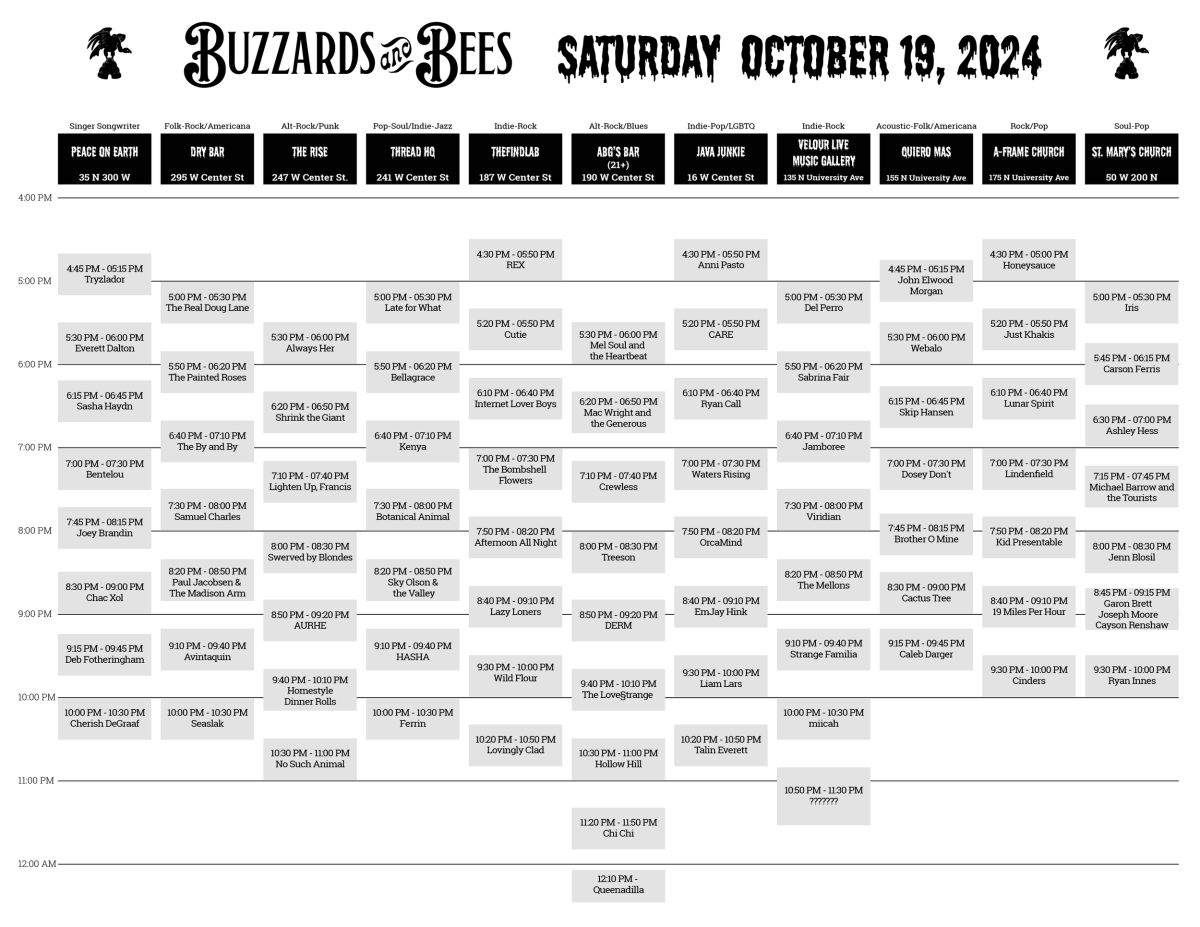 Buzzards and bees schedule 2024